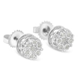 Sterling Silver Diamond Cluster Stud Earrings (0.15 cttw, I-J Color, I3 Clarity)