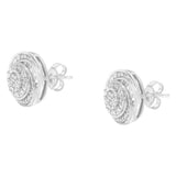 .925 Sterling Silver 1/4 Cttw Baguette and Round Diamond Swirl Love Knot Stud Earrings (I-J Color, I3 Clarity)