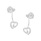 .925 Sterling Silver 1/4 Cttw Diamond Swirl Heart Front/Back Earrings (I-J Color, I2-I3 Clarity)