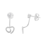 .925 Sterling Silver 1/4 Cttw Diamond Swirl Heart Front/Back Earrings (I-J Color, I2-I3 Clarity)