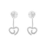 .925 Sterling Silver 1/4 Cttw Diamond Swirl Heart Front/Back Earrings (I-J Color, I2-I3 Clarity)