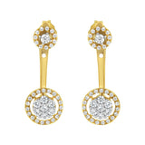 14K Yellow Gold Plated .925 Sterling Silver 5/8 Cttw Diamond Removable Stud and Dangle Earrings (I-J Color, I2-I3)