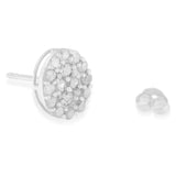 .925 Sterling Silver 1 1/2 Cttw Round-Cut Diamond Oval Shaped Stud Earrings (I-J Color, I3 Clarity)