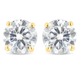 10K Yellow Gold over .925 Sterling Silver 1.00 Cttw Round Brilliant-Cut Diamond Classic 4-Prong Stud Earrings with Screw Backs (J-K Color, I2-I3 Clarity)