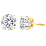 10K Yellow Gold over .925 Sterling Silver 1.00 Cttw Round Brilliant-Cut Diamond Classic 4-Prong Stud Earrings with Screw Backs (J-K Color, I2-I3 Clarity)