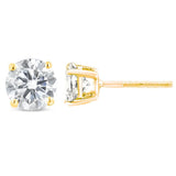 10K Yellow Gold over .925 Sterling Silver 1.00 Cttw Round Brilliant-Cut Diamond Classic 4-Prong Stud Earrings with Screw Backs (J-K Color, I2-I3 Clarity)