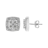 .925 Sterling Silver 1/4 cttw Round Cut Diamond Square Shape Milgrain Stud Earrings (I-J Color, I3 Clarity)