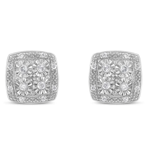 Sterling Silver Round Diamond Quad Stud Earrings (0.25 cttw, I-J Color, I3 Clarity)