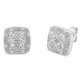 Sterling Silver Round Diamond Quad Stud Earrings (0.25 cttw, I-J Color, I3 Clarity)