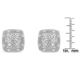 Sterling Silver Round Diamond Quad Stud Earrings (0.25 cttw, I-J Color, I3 Clarity)