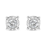 .925 Sterling Silver 1/5 Cttw Round Near Colorless Diamond Miracle-Set Stud Earrings