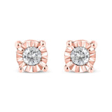 .925 Sterling Silver 1/10 Cttw Round Brilliant-Cut Diamond Miracle-Set Stud Earrings