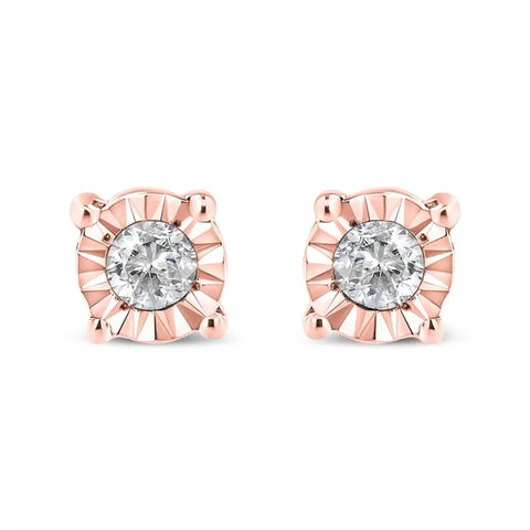 .925 Sterling Silver 1/10 Cttw Round Brilliant-Cut Diamond Miracle-Set Stud Earrings