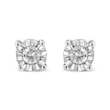 .925 Sterling Silver 1/10 Cttw Round Brilliant-Cut Diamond Miracle-Set Stud Earrings