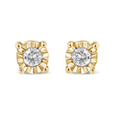 .925 Sterling Silver 1/10 Cttw Round Brilliant-Cut Diamond Miracle-Set Stud Earrings