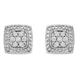 .925 Sterling Silver 1/2 Cttw Diamond Miligrain Square Shape Stud Earrings (I-J Color, I2-I3 Clarity)