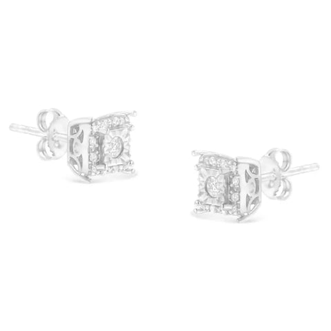 Sterling Silver Round Cut Diamond Stud Earrings (1/4 cttw, I-J Color, I2-I3 Clarity)