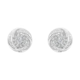 .925 Sterling Silver 3/4 Cttw Round and Baguette-Cut Diamond Love Knot Stud Earring (I-J Color, I2-I3 Clarity)