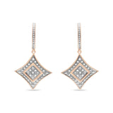 10K Rose Gold Plated Sterling Silver Round Cut Diamond Cushion Dangle Earrings (0.04 cttw, H-I Color, I2-I3 Clarity)