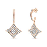 14K Rose Gold Plated .925 Sterling Silver Round-Cut Diamond Accent Dangle Rhombus Earrings (H-I Color, I2-I3 Clarity)