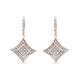 14K Rose Gold Plated .925 Sterling Silver Round-Cut Diamond Accent Dangle Rhombus Earrings (H-I Color, I2-I3 Clarity)