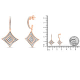 14K Rose Gold Plated .925 Sterling Silver Round-Cut Diamond Accent Dangle Rhombus Earrings (H-I Color, I2-I3 Clarity)