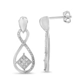 .925 Sterling Silver Round-Cut Diamond Accent Tilted Square and Infinity Drop Earrings (H-I Color, I2-I3 Clarity)