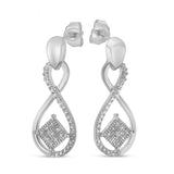 .925 Sterling Silver Round-Cut Diamond Accent Tilted Square and Infinity Drop Earrings (H-I Color, I2-I3 Clarity)