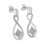 .925 Sterling Silver Round-Cut Diamond Accent Tilted Square and Infinity Drop Earrings (H-I Color, I2-I3 Clarity)