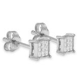 Sterling Silver Multi-stone Princess-cut Diamond Stud Earring (0.2 cttw, H-I Color, I1-I2 Clarity)