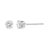 .925 Sterling Silver 1/10 Cttw Round Brilliant-Cut Diamond Classic 4-Prong Stud Earrings (H-I Color, I2-I3 Clarity)