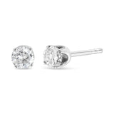 .925 Sterling Silver 1/6 Cttw Round Brilliant-Cut Diamond Classic 4-Prong Stud Earrings (I-J Color, I1-I2 Clarity)