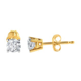 10K Yellow Gold over .925 Sterling Silver 1/6 Cttw Round Brilliant-Cut Diamond Classic 4-Prong Stud Earrings (K-L Color, I2-I3 Clarity)