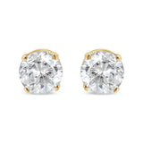 10K Yellow Gold over .925 Sterling Silver 3/4 Cttw Round Brilliant-Cut Diamond Classic 4-Prong Stud Earrings (K-L Color, I2-I3 Clarity)