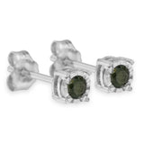 Sterling Silver Rose Cut Treated Green Diamond Solitaire Stud Earrings (0.25 cttw, Green Color, I2-I3 Clarity)