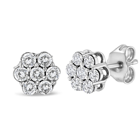 .925 Sterling Silver 1/2ct Cttw Lab Grown Diamond Floral Stud Earrings (F-G Color, SI1-SI2 Clarity)