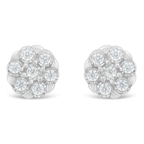 Sterling Silver Rose-Cut Diamond Floral Cluster Stud Earring (0.25 cttw, I-J Color, I2-I3 Clarity)