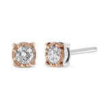 10K Two-Tone Yellow & White Gold over .925 Sterling Silver 0.40 Cttw Round Diamond Miracle-Set Stud Earrings (K-L Color, I2-I3 Clarity)