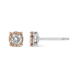 10K Two-Tone Yellow & White Gold over .925 Sterling Silver 0.40 Cttw Round Diamond Miracle-Set Stud Earrings (K-L Color, I2-I3 Clarity)