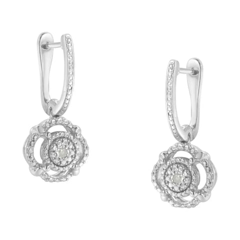 .925 Sterling Silver Miracle-Set Diamond Accent Drop and Dangle Earrings (I-J Color, I3 Clarity)