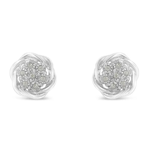 Sterling Silver Diamond Swirl Cluster Stud Earrings (1/6 cttw, I-J Color, I2-I3 Clarity)