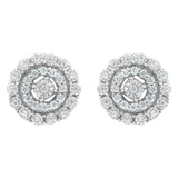 .925 Sterling Silver 1/2 cttw Miracle-Set Diamond Double Halo Stud Earring (I-J Clarity, I3 Color)