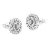 .925 Sterling Silver 1/2 cttw Miracle-Set Diamond Double Halo Stud Earring (I-J Clarity, I3 Color)