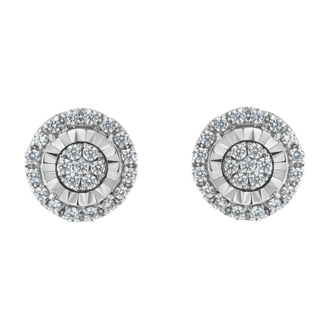 Sterling Silver Diamond Cluster Earrings (1 cttw, I-J Color, I2-I3 Clarity)