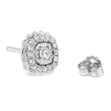 .925 Sterling Silver 1/2 Cttw Round-Cut Diamond Halo Cluster Stud Earring (I-J Color, I2-I3 Clarity)