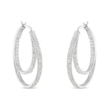 .925 Sterling Silver 1/2 cttw Miracle-Set Diamond Double Hoop with Latchback Earrings (I-J Color, I3 Clarity)