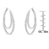 .925 Sterling Silver 1/2 cttw Miracle-Set Diamond Double Hoop with Latchback Earrings (I-J Color, I3 Clarity)