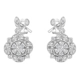 .925 Sterling Silver 1/2 Cttw Diamond Dangle Miligrain Earring (I-J Color, I2-I3 Clarity)