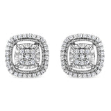 .925 Sterling Silver 1/4 Cttw Prong Set Round-Cut Diamond Cluster in Square Frame Stud Earring (I-J Color, I2-I3 Clarity)