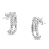 Sterling-Silver Diamond J-Stud Earring (3/4 cttw, I-J Color, I3 Clarity)